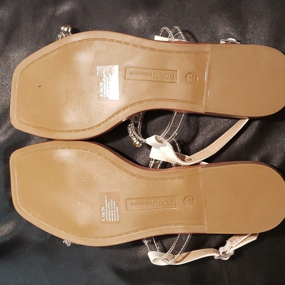 BCBGeneration White with Jewel Embellishment Strap Sandals - Picture 7 of 7